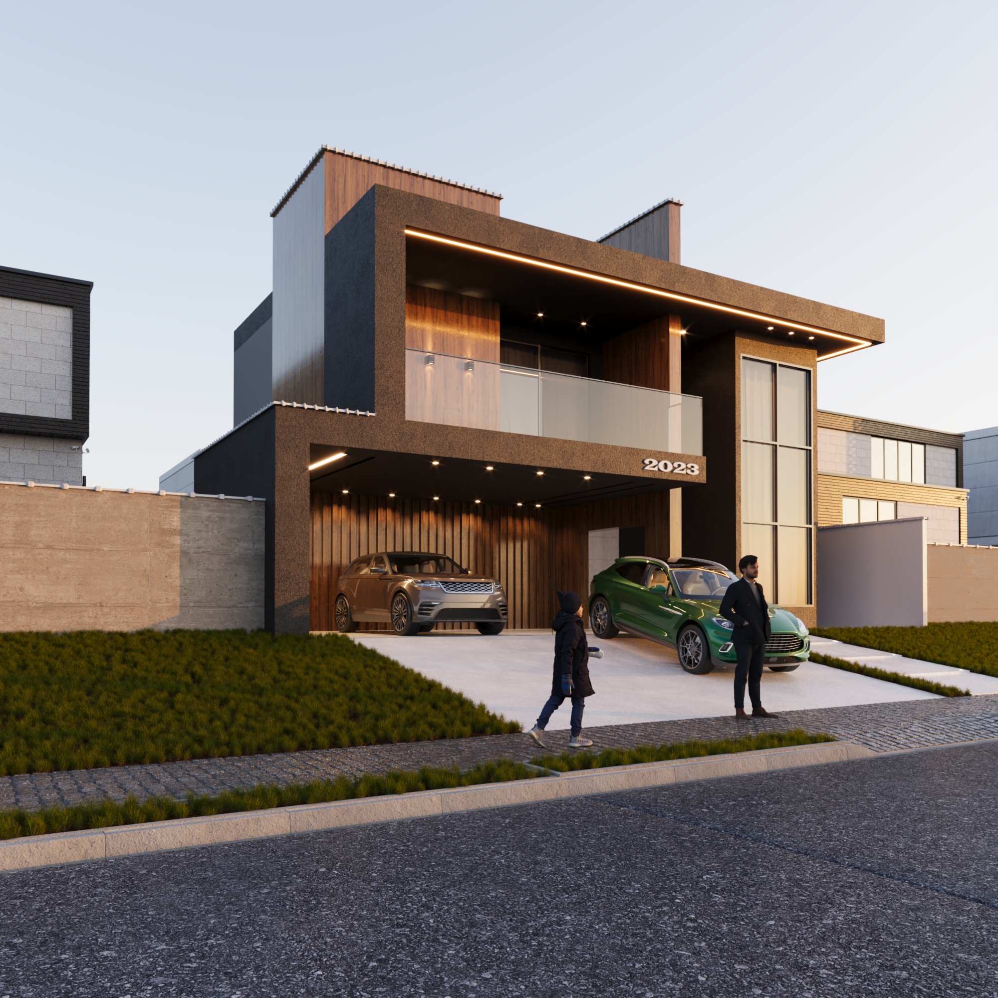 Renderização 3D de casa moderna - IRS Projetos
